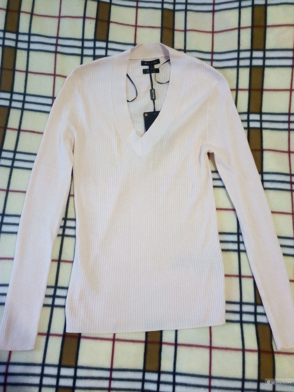 Джемпер свитер из шелка и шерсти в рубчик XS-S Massimo Dutti