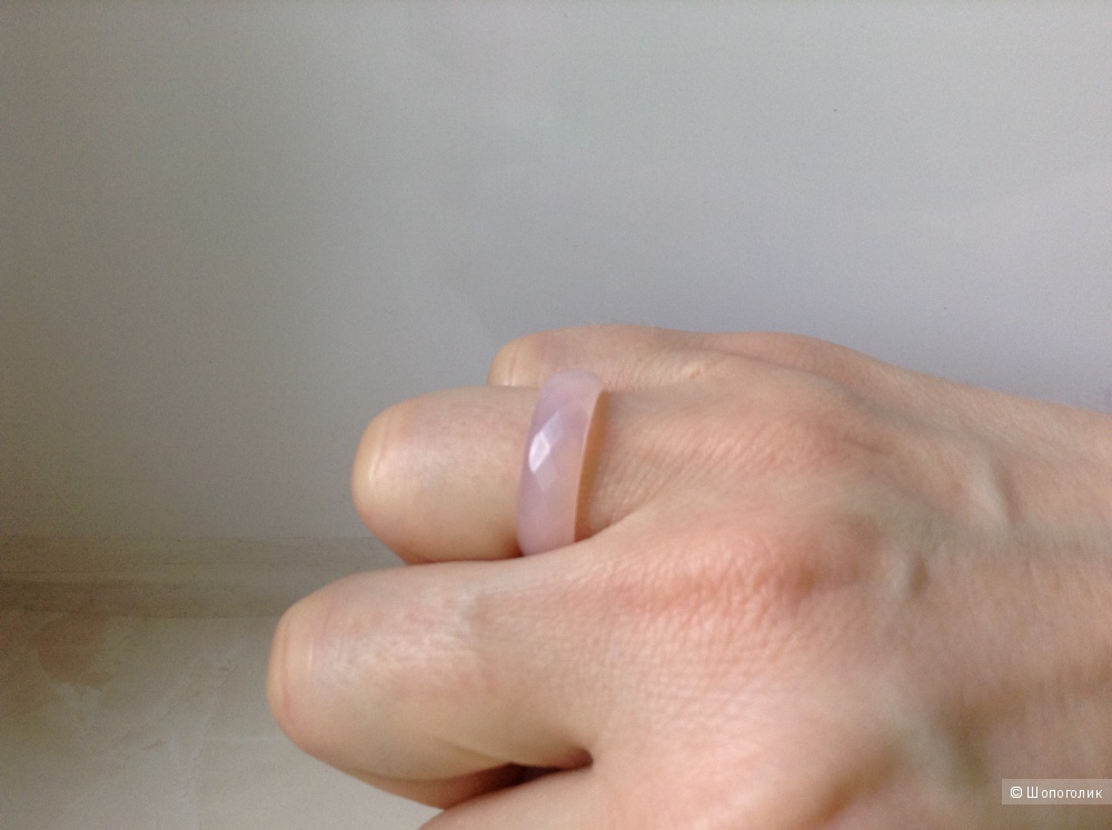 Кольцо из розового кварца, 17,5 размер