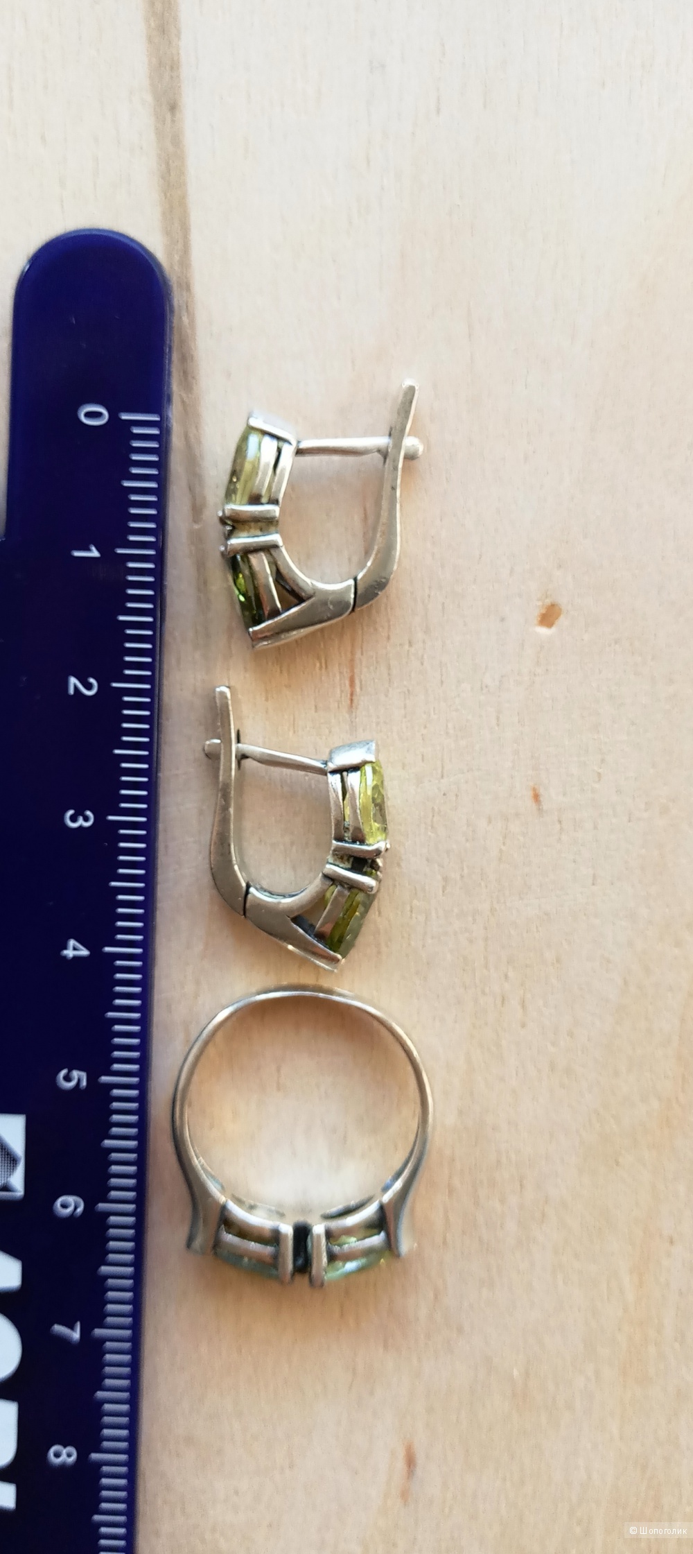 Комплект серебряный серьги и кольцо размер 17