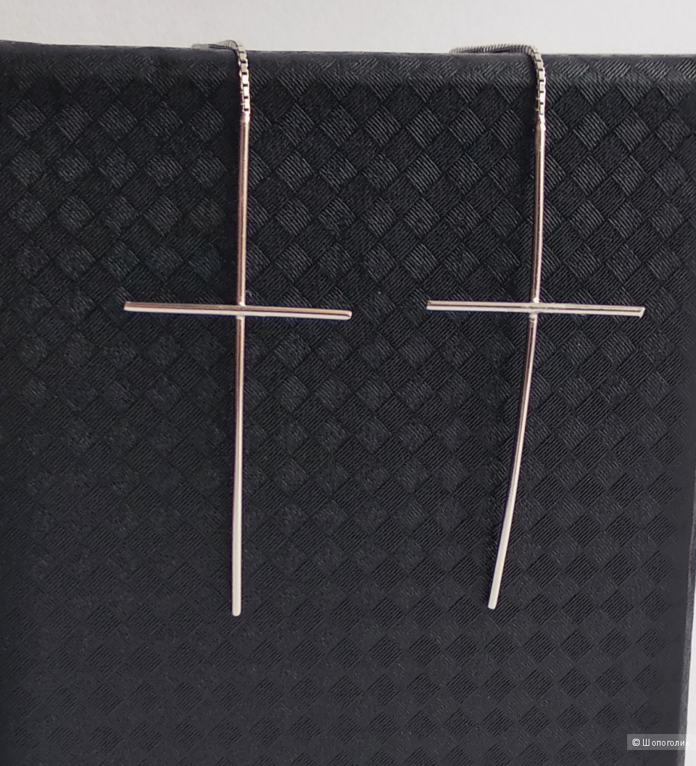 Серьги-протяжки "Кресты", серебро 925