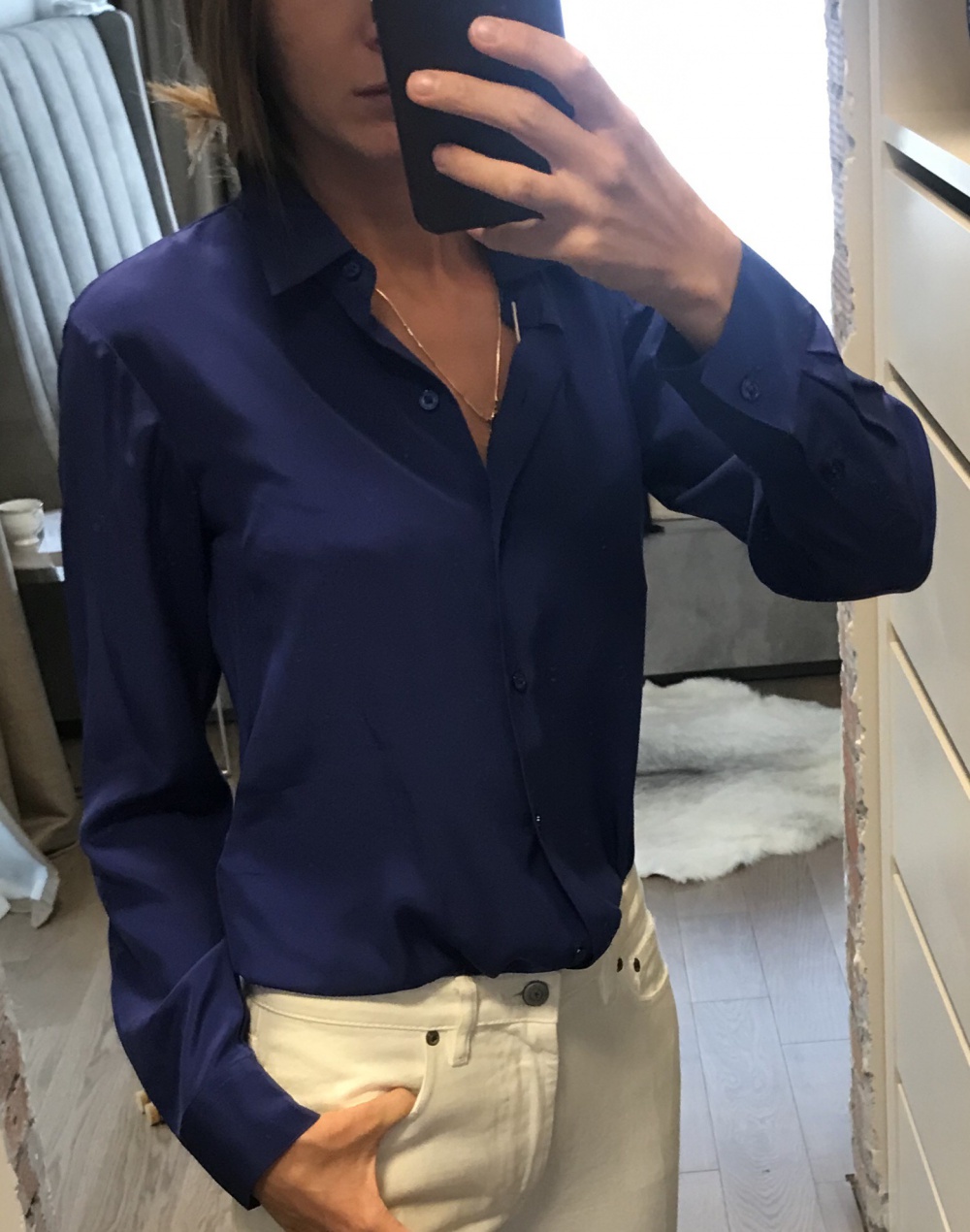 Шелковая рубашка Donna Karan, размер 40-42 русский