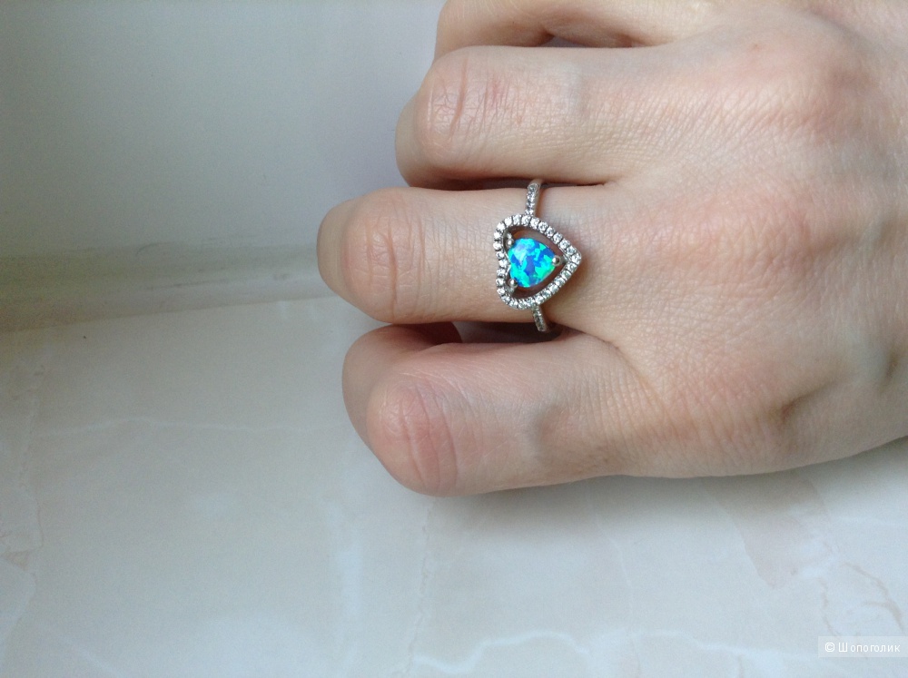 Серебряное кольцо с австралийским опалом, 17,5 размер