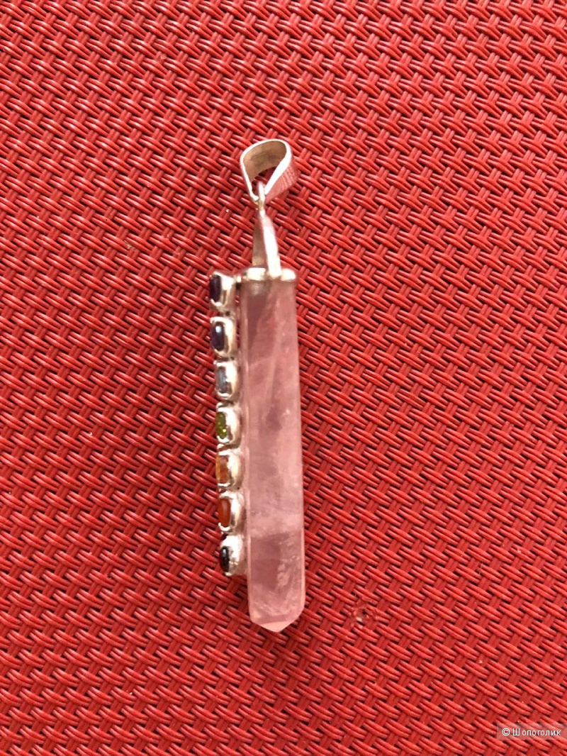 Сакральный кулон "ЧАКРЫ"  розовый кварц в серебре.
