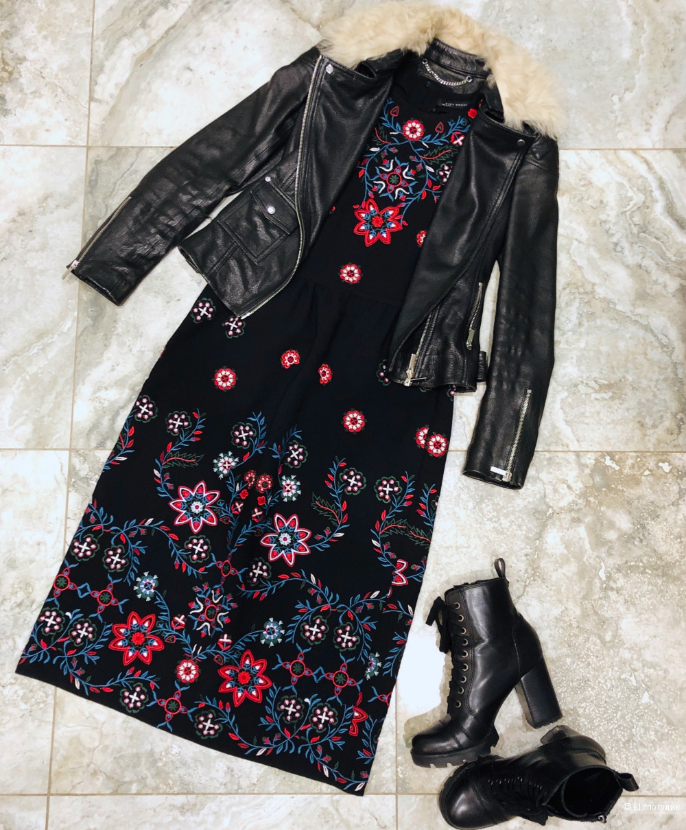 Платье с вышивкой ZARA, xs