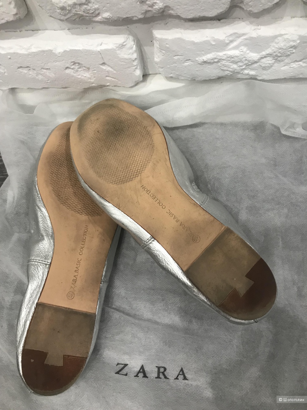 Серебряные балетки Zara 40р/26.2 см