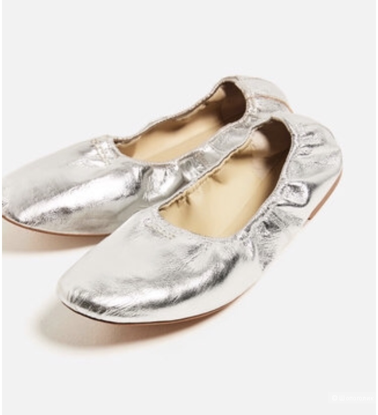 Серебряные балетки Zara 40р/26.2 см