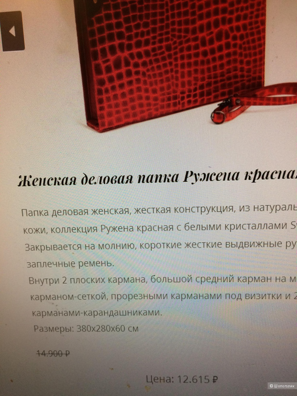 Сумка папка Elisir 380х280 кожа с кристаллами Swarovski