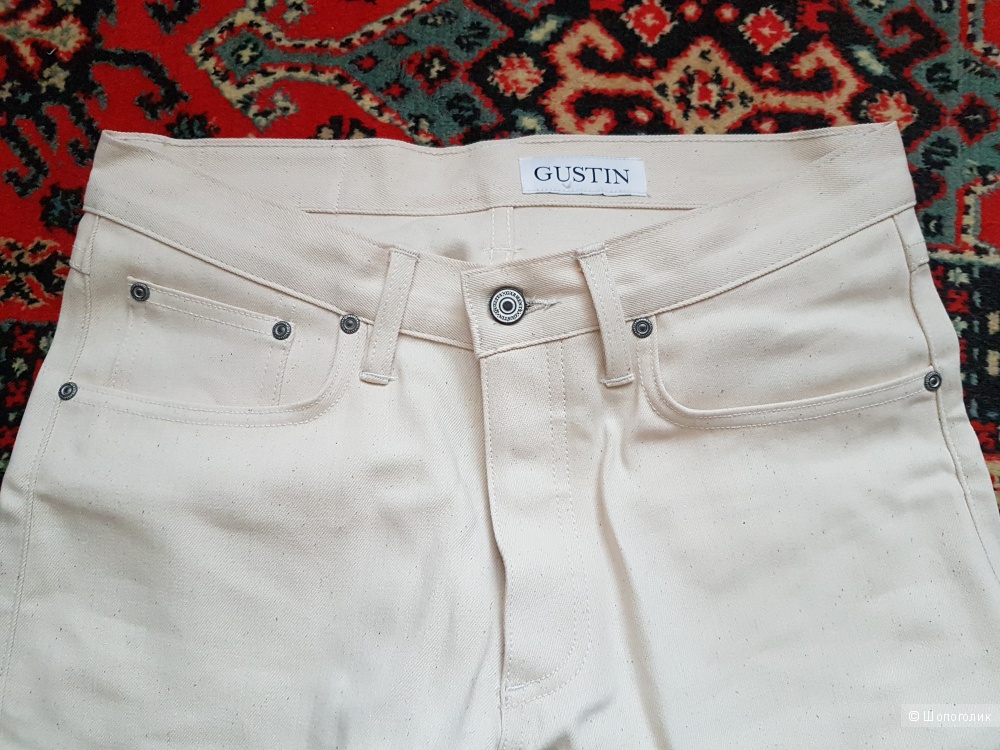 Мужские  джинсы Gustin w32 slim Cone Mills белые 11,25 oz