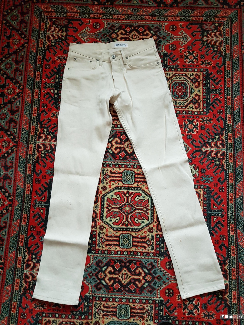 Мужские  джинсы Gustin w32 slim Cone Mills белые 11,25 oz