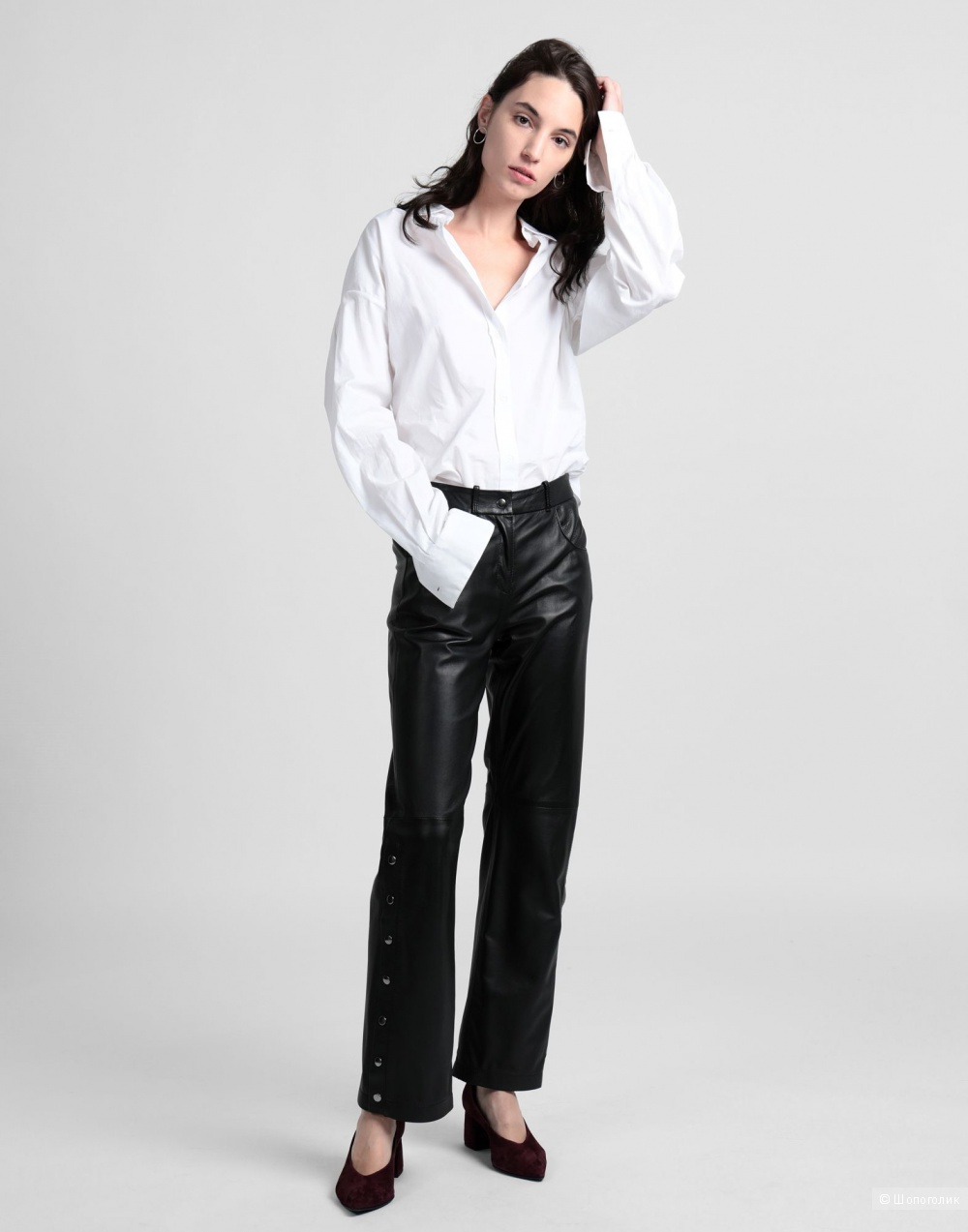 Кожаные женские брюки "8 by YOOX". Размер М.