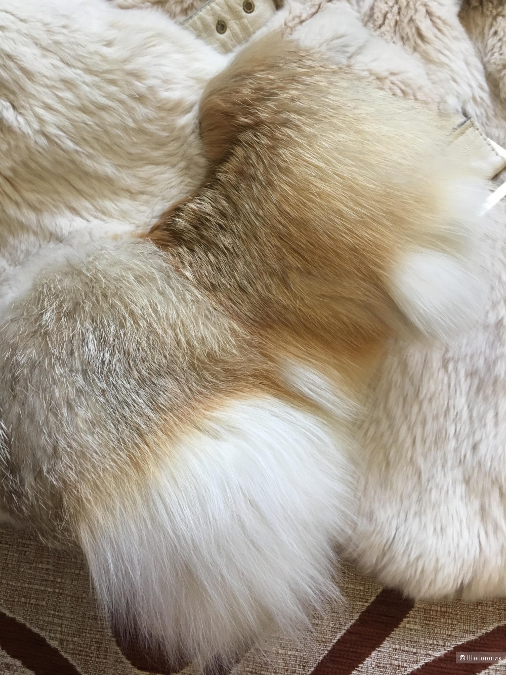 Шуба кролик + лиса, 44-46 р-р, натуральный мех