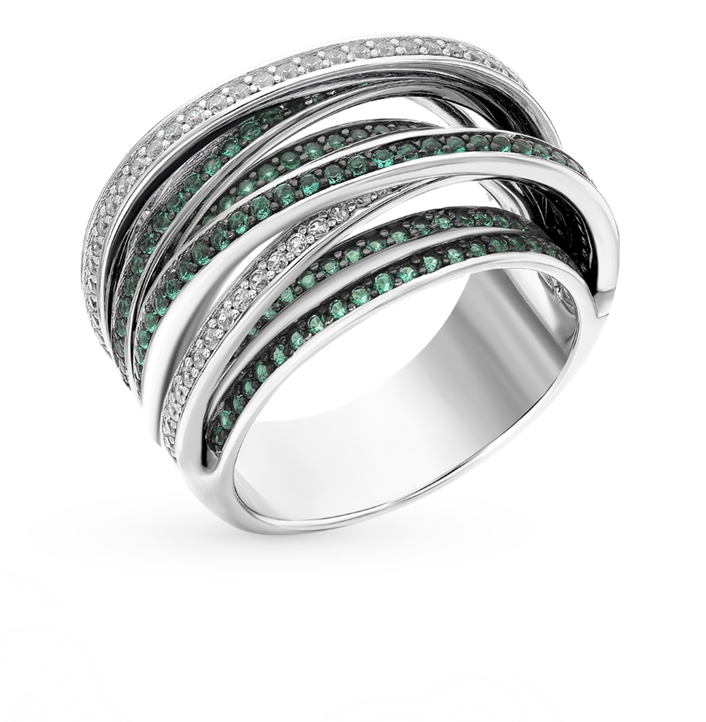 Серебряное кольцо с фианитами  Sunlight размер 17
