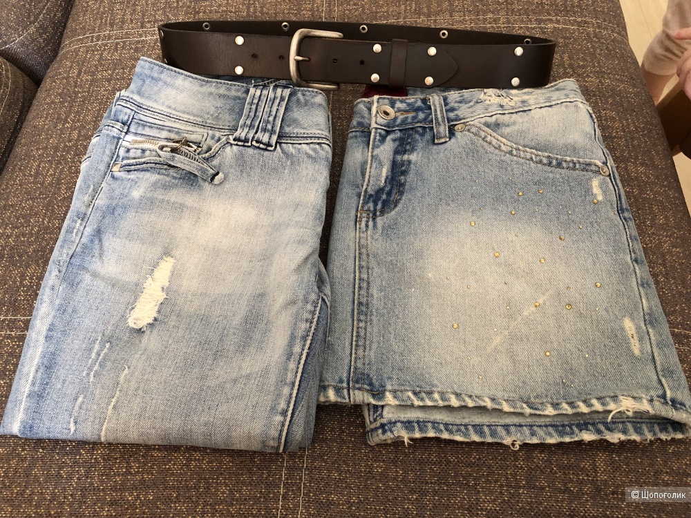 Сет: джинсы Tally weijl размер 44, джинсовая юбка Blasting  42-44, ремень из натуральной кожи ноунейм