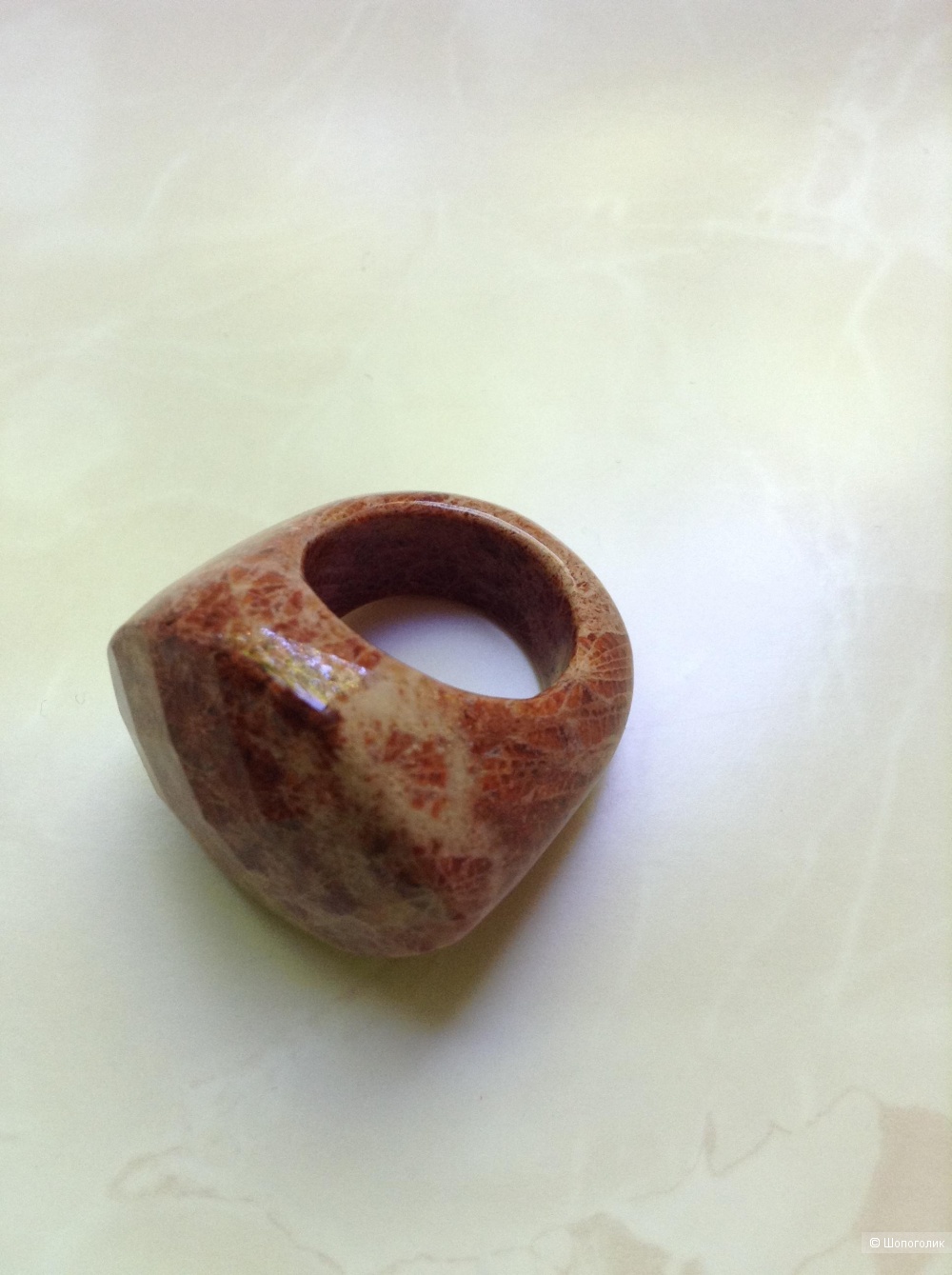 Кольцо-перстень из натуральной яшмы, 16,5 размер