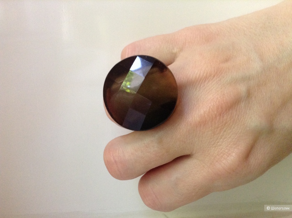 Кольцо-перстень из натурального дымчатого кварца-раухтопаза, 16,5 размер