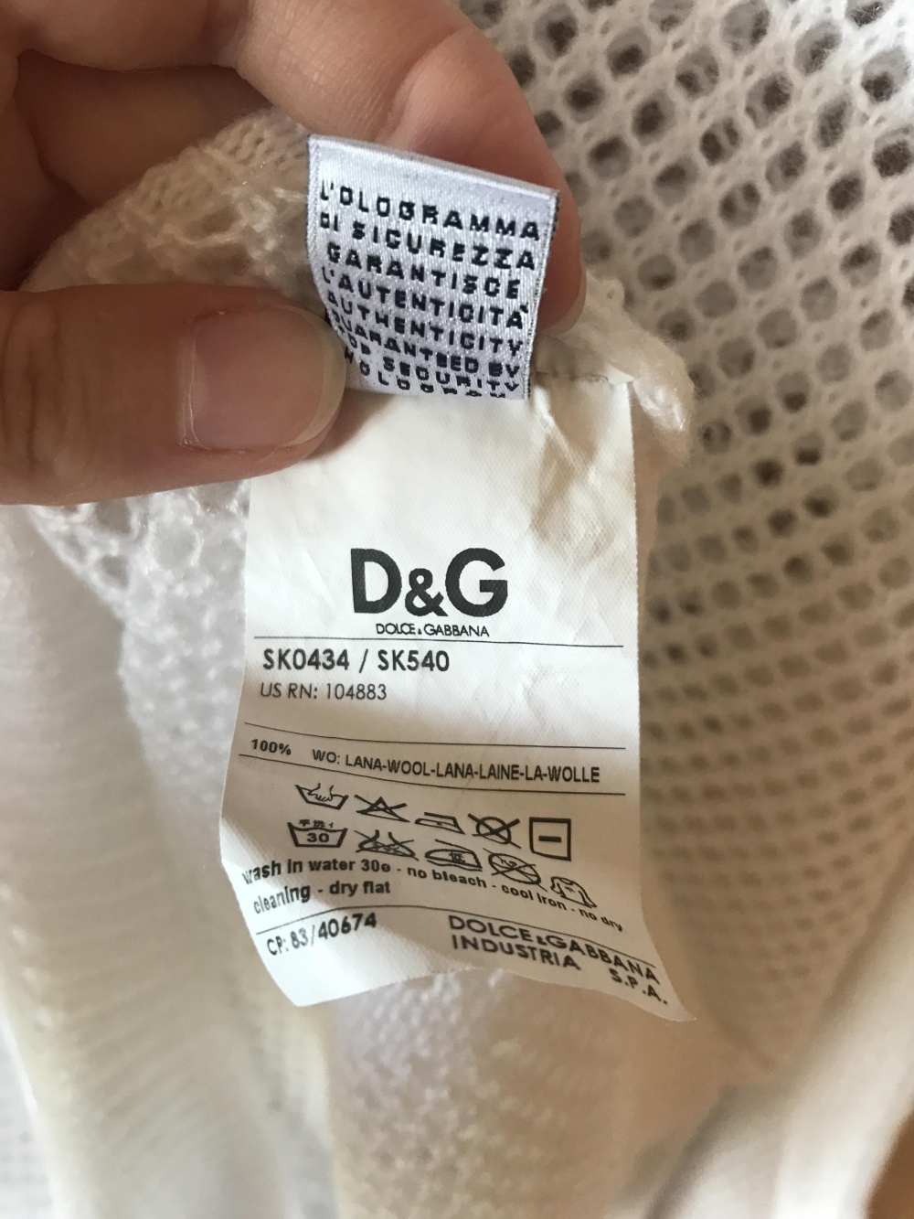 Свитер белый Dolce&Gabbana размер XL