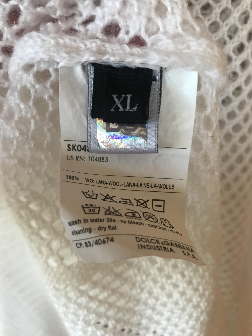 Свитер белый Dolce&Gabbana размер XL