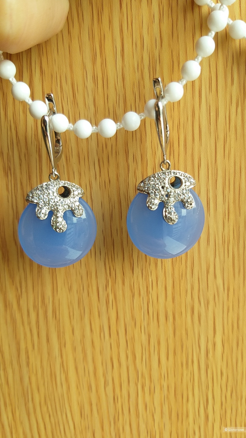 Серьги из серебра с халцедоном