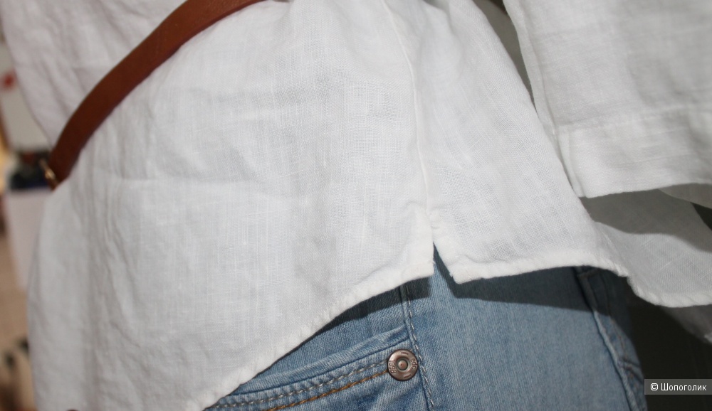 Льняная белая рубашка Boden, размер 14, рос. 48-50