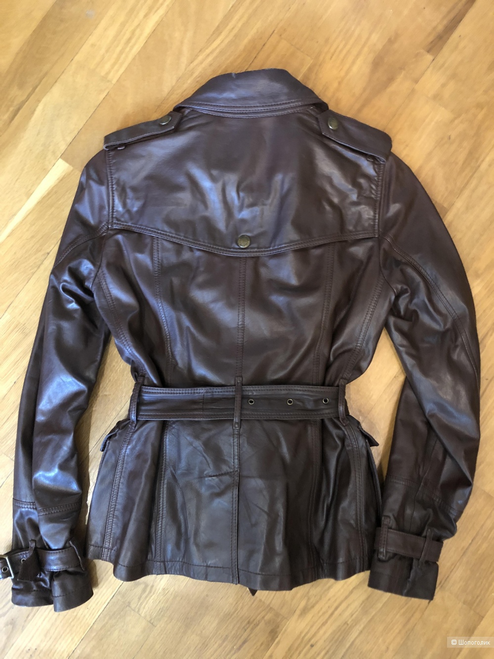 Кожаная коричневая куртка Burberry, UK 8, US 4, IT 40
