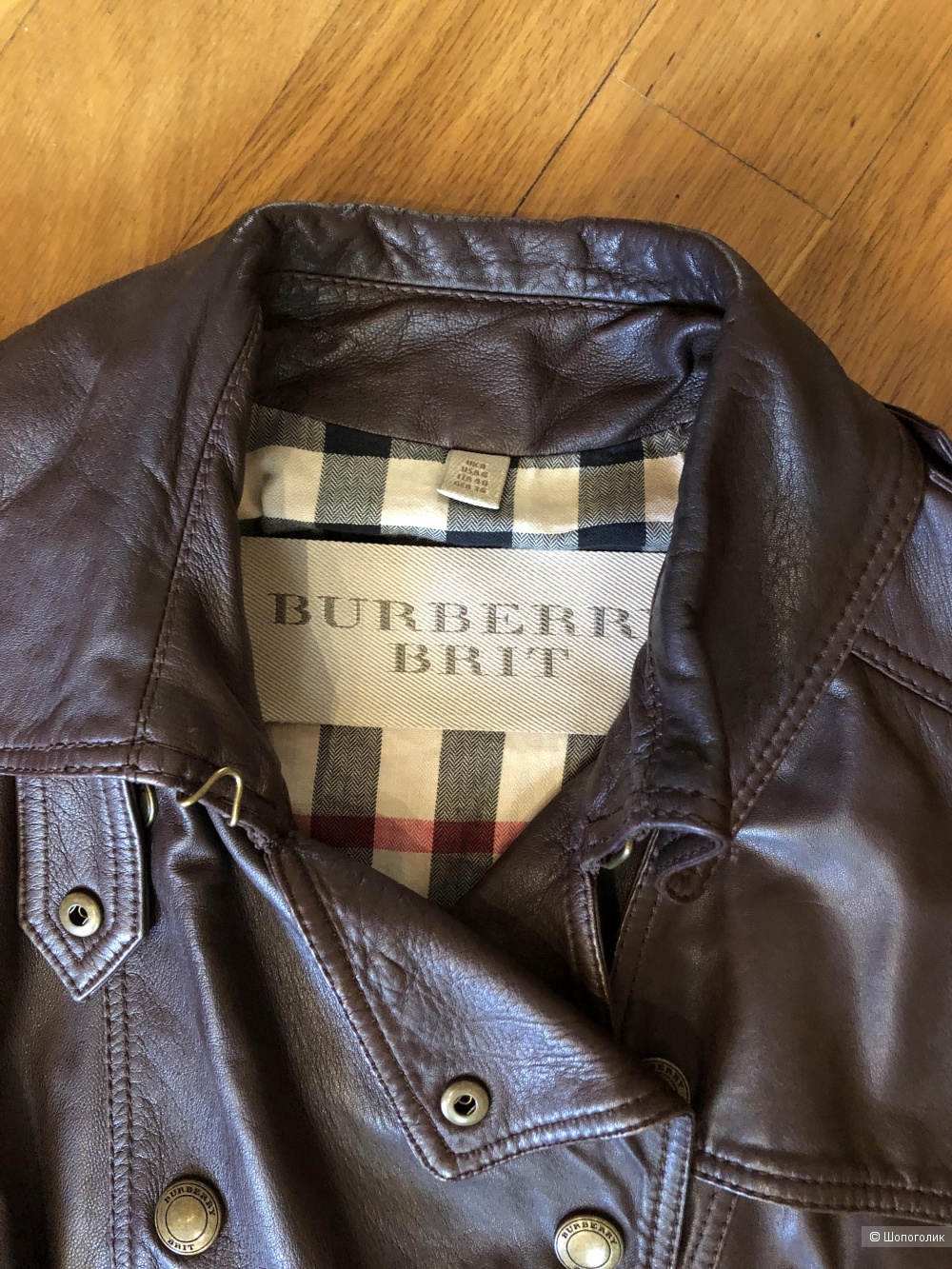 Кожаная коричневая куртка Burberry, UK 8, US 4, IT 40