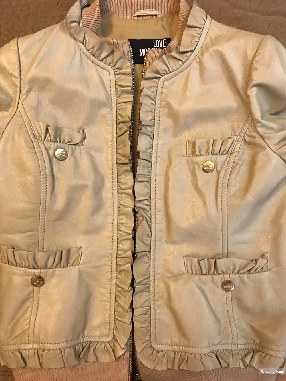 Куртка бомбер кожаный 38 IT (xs ) Love Moschino