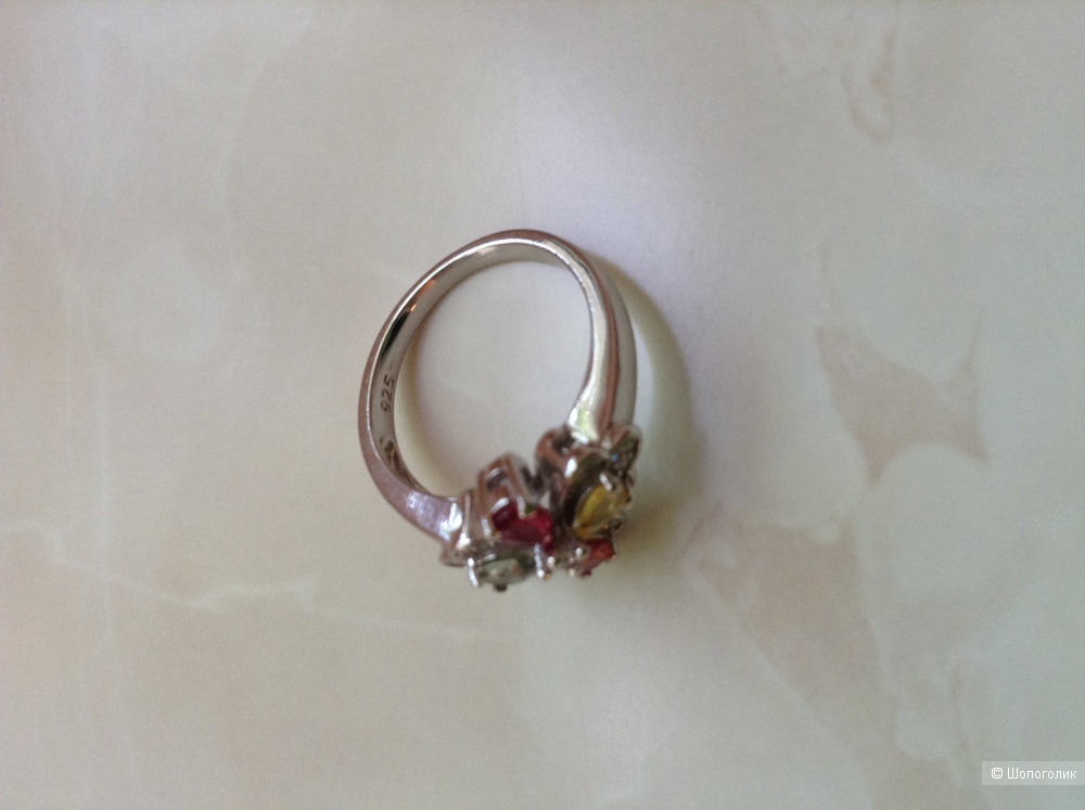 Серебряное кольцо с натуральными сапфирами, 16,5 размер