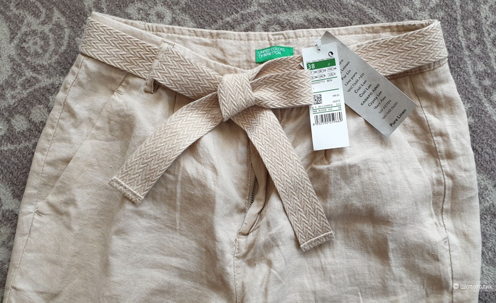 Льняной сет блузка mango + брюки benetton XS-S