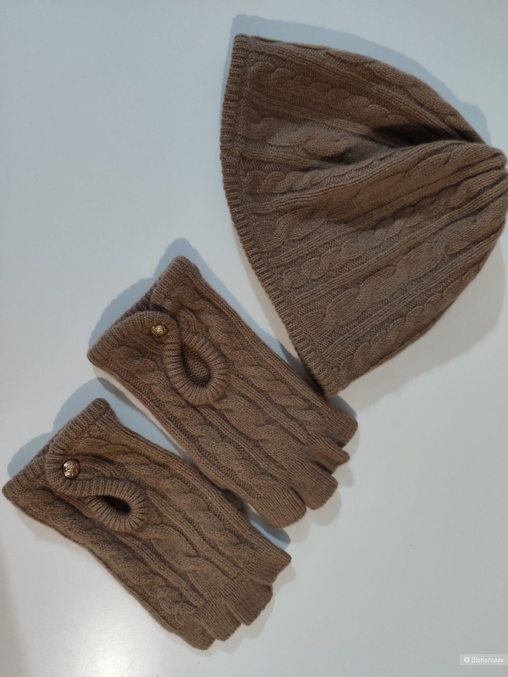 Кашемировый набор  Ralph Lauren шапка и перчатки