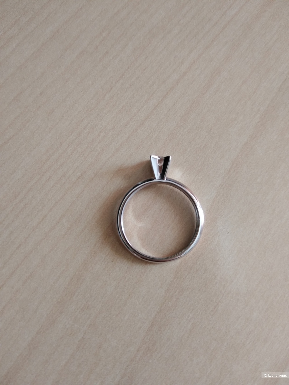 Кольцо из белого золота 585 с бриллиантом 0,20 ct (4 мм), размер: 17,5.