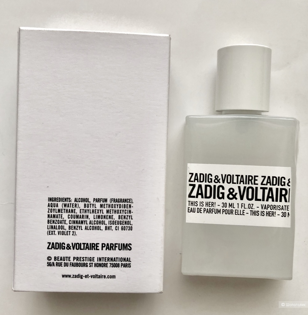 Парфюмерная вода ZADIG&VOLTAIRE,30ml.