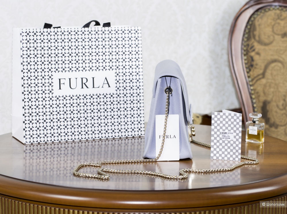 Сумка-сэтчел/кроссбоди Furla Metropolis (серо-голубой), medium.