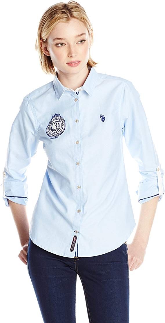 Рубашка женская U.S. Polo Assn.Solid Oxford Woven Shirt, размер М (росс. 44-46)