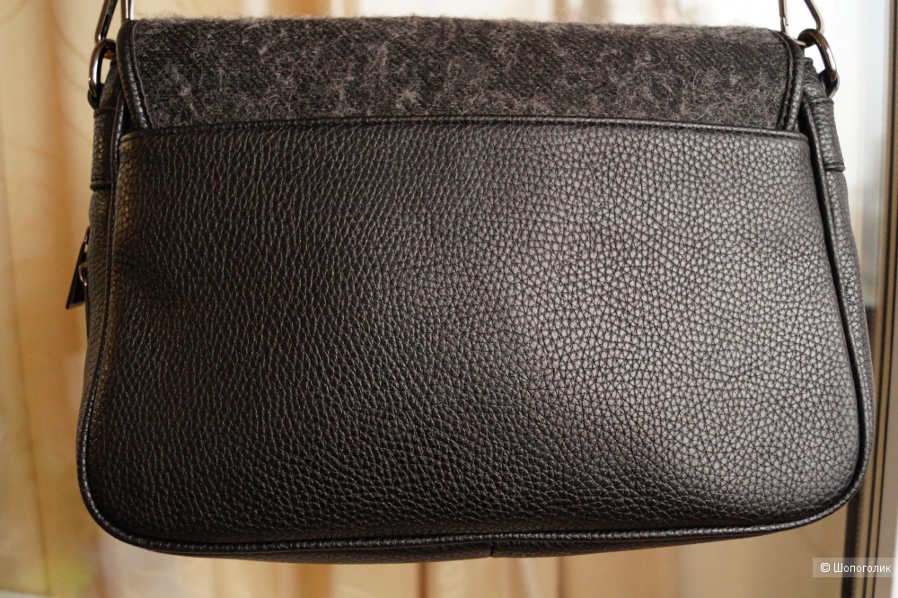 Эконика сумка-сетчел из натуральных кожи и шерсти, one size