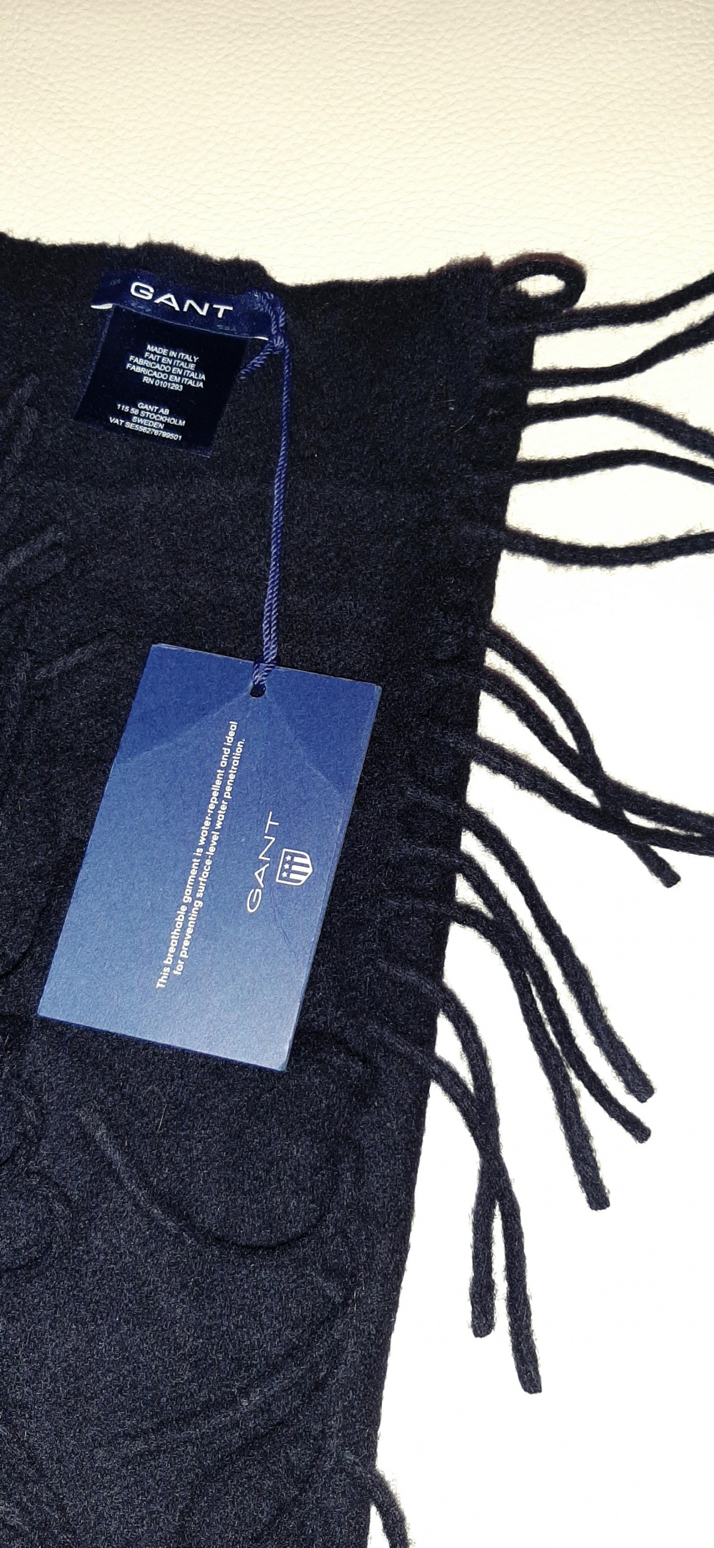 Gant , шарф черный , 30 см x 180 см