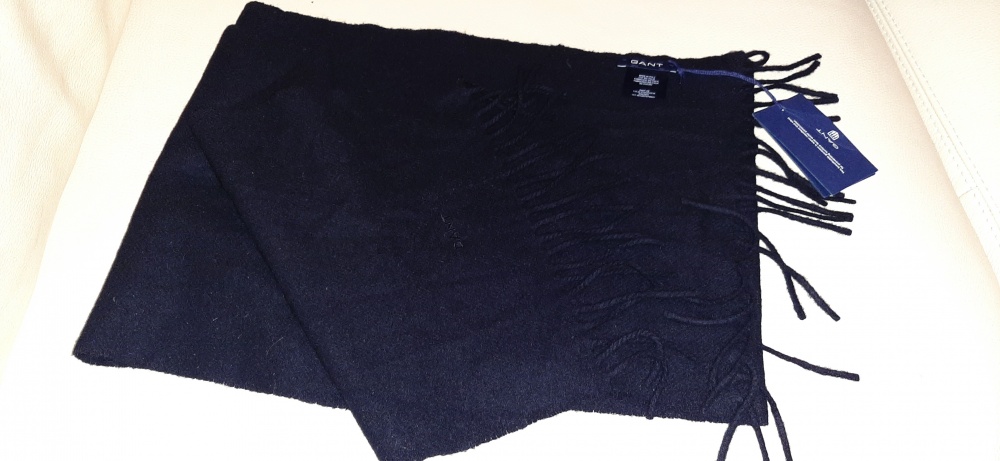 Gant , шарф черный , 30 см x 180 см