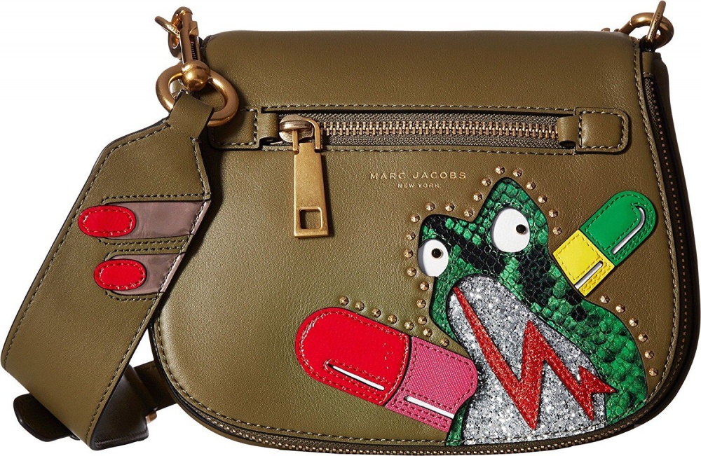 Кожаная сумка Marc Jacobs Army Green Leather Verhoeven Frog Small Nomad Shoulder Bag