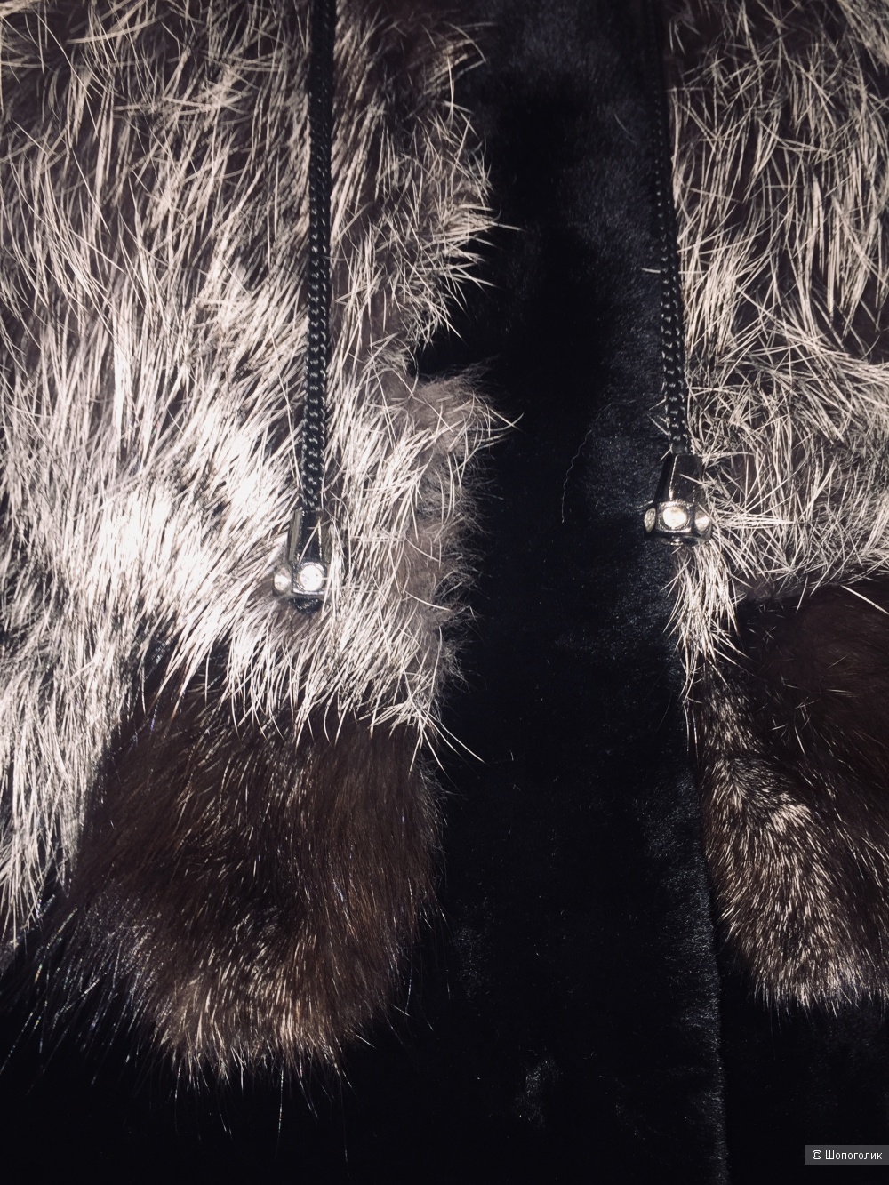 Шуба из мутона и чернобурой лисы Русский мех размер ru 44 -46 S-M