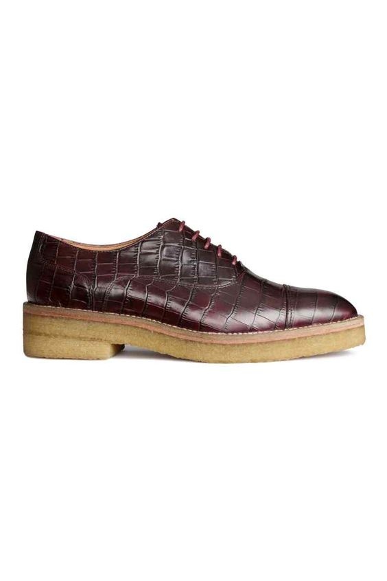 Новые кожаные туфли  burgundy croco shoes H&M premium quality 39 размера