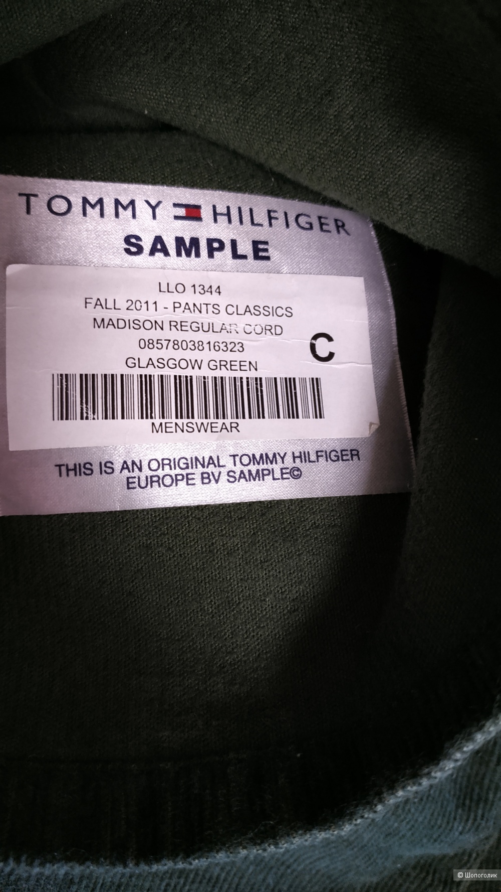 Мужские вельветовые джинсы Tommy Hilfiger, размер 34/34