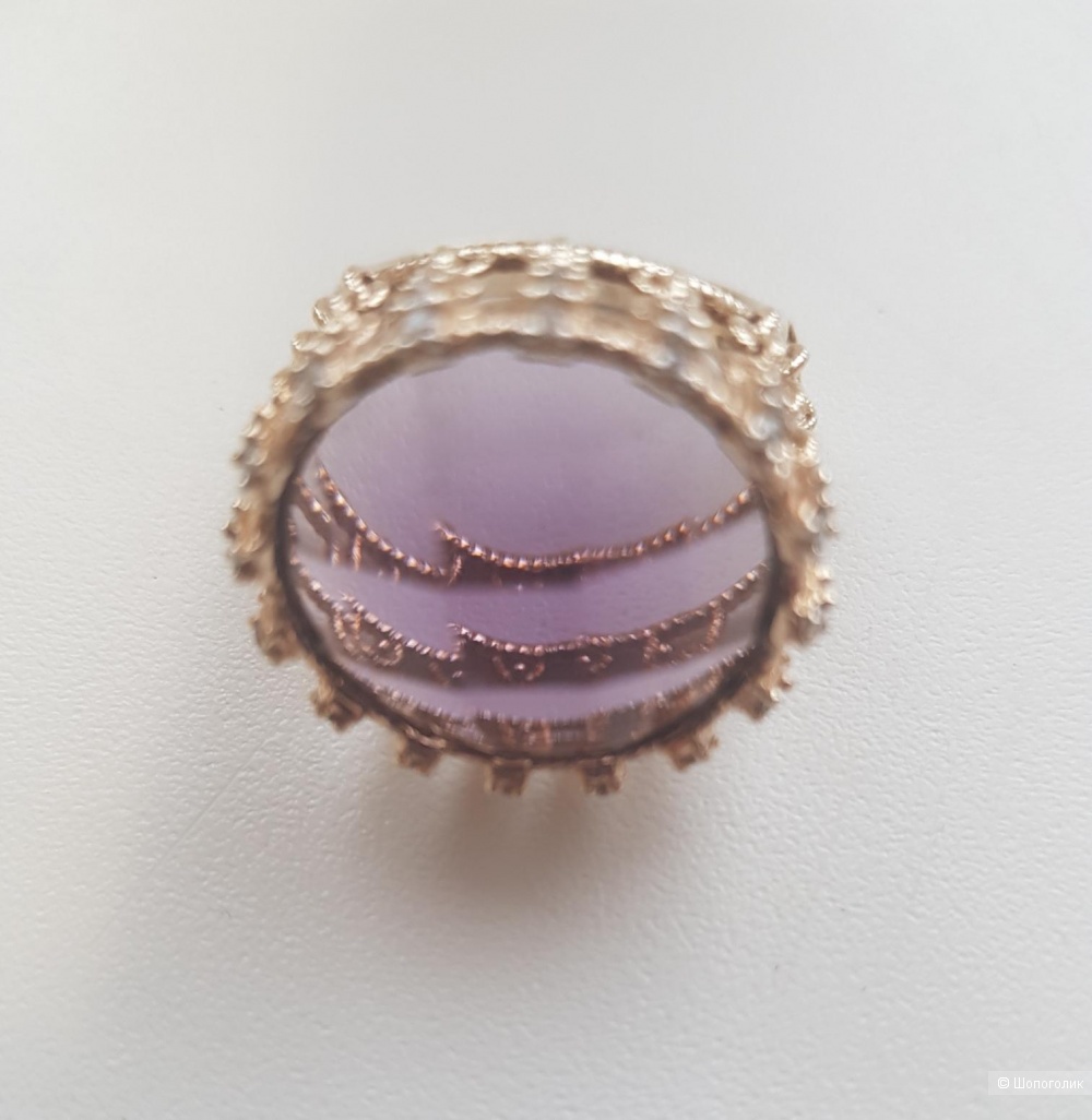 Серебряное позолоченное кольцо. Размер 18