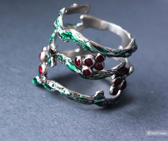 Серебряное кольцо с эмалями Полесье. Размер 18