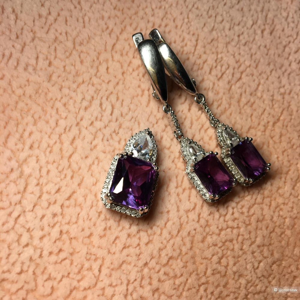 Комплект серьги подвеска Alexandrite, one size