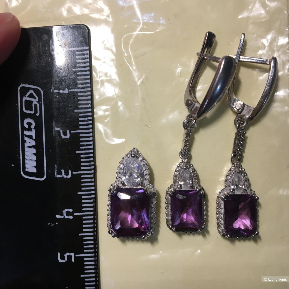 Комплект серьги подвеска Alexandrite, one size