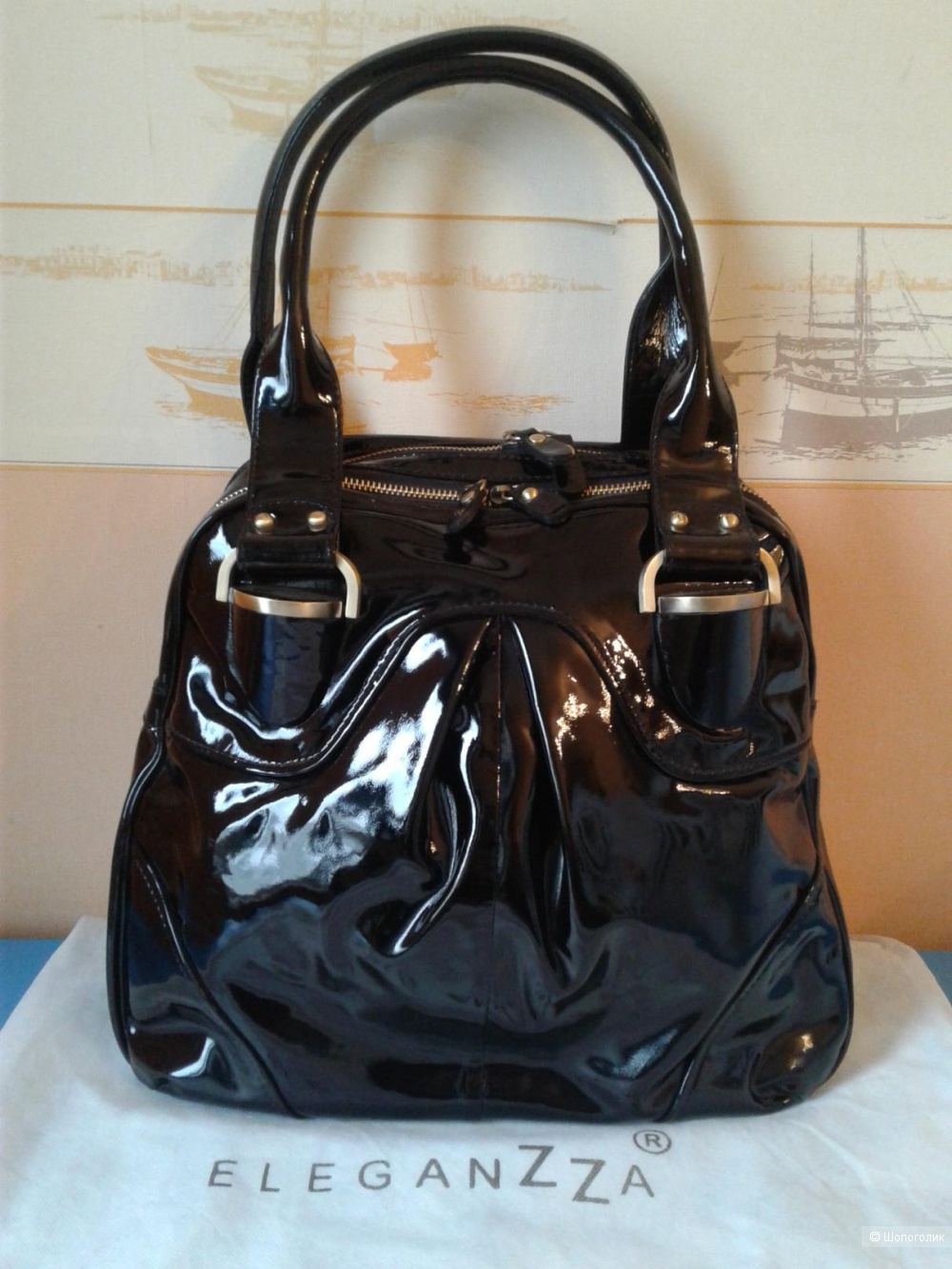 Кожаная сумка Eleganzza размер 33х32х11 см