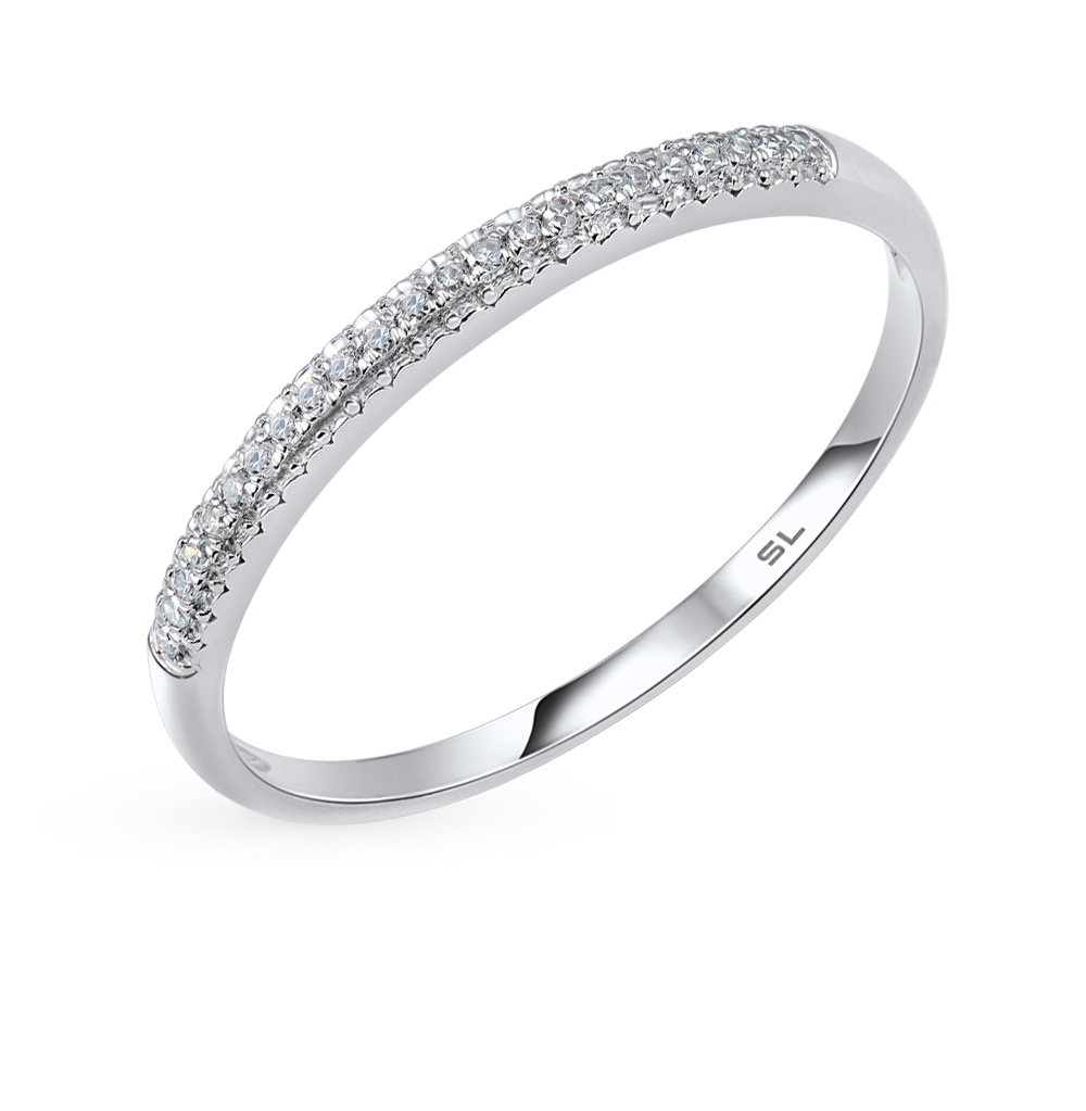 Кольцо с бриллиантами из белого золота 16 размер