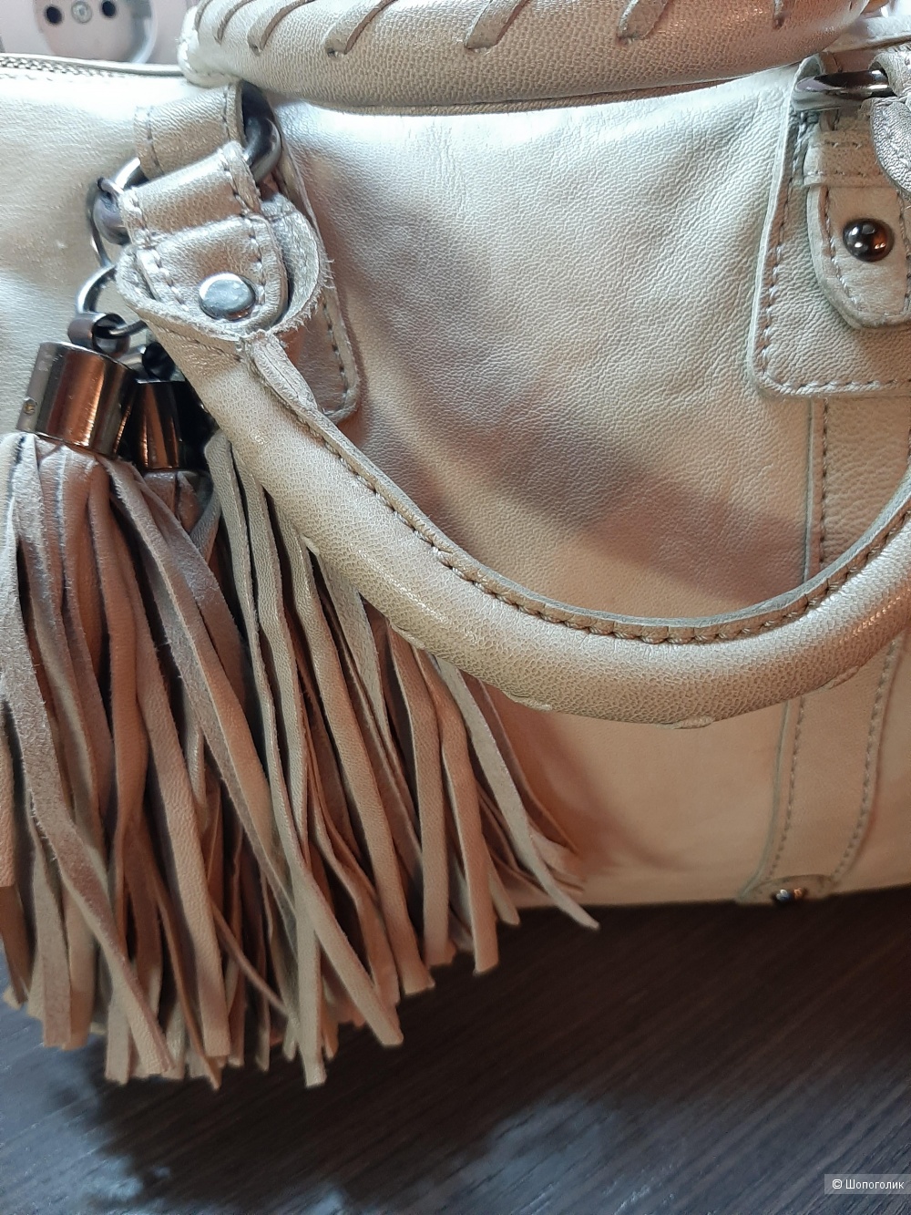 ASOS Leather Three Tassel Handheld Bag - Mink / One Size