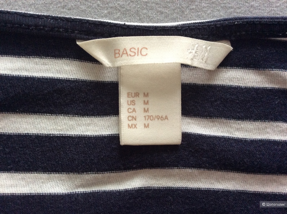 Футболка-тельняшка H&M Basic р.М (большемерит на L)