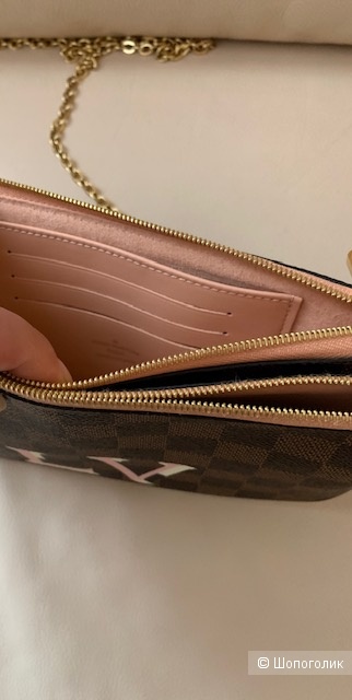 Клатч кроссбоди Double Zip, канва Damier Ebene