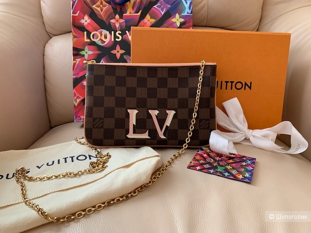 Клатч кроссбоди Double Zip, канва Damier Ebene